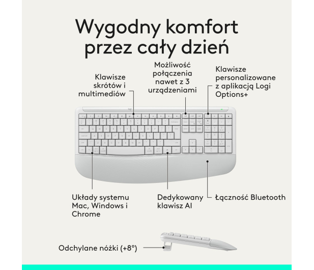 Logitech Signature Comfort Plus MK880 biały - 1533425 - zdjęcie 6